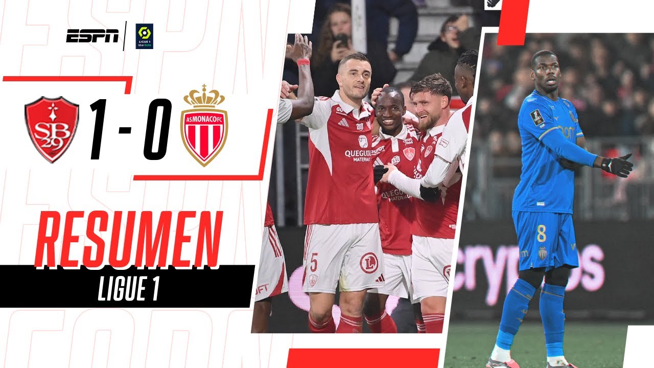 POGBA ENTRÓ UNOS MINUTOS PERO MÓNACO CAYÓ ANTE BREST | Brest 1-0 Mónaco | RESUMEN