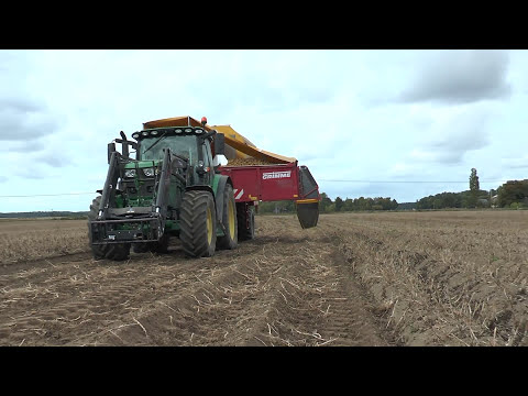 John Deere 6155R and Grimme SE 85 55 potato harvesting near Roma on Gotland Sept 2016