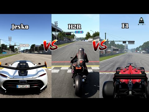 Ferrari F1 2020 Vs Kawasaki Ninja H2R Vs Koenigsegg Jesko | Battle Between Fastest | 4K 60 FPS |