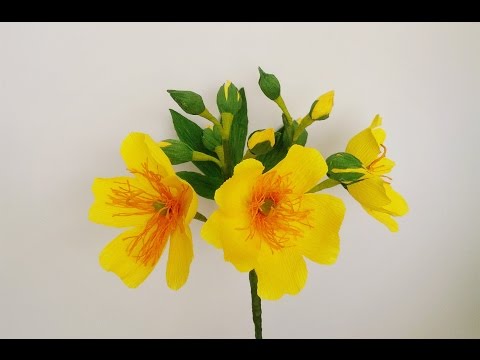 How To Make Cochlospermum Religiosum Flower Tree From Crepe Paper - Craft Tutorial