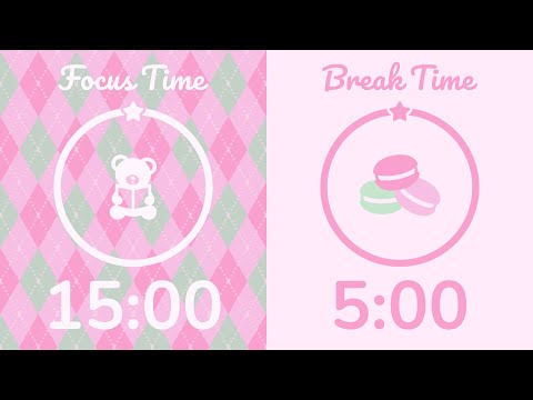 15/5 Pomodoro Timer with Pink Noise 🎧 Study with Me for Deep Focus & ADHD 🌸