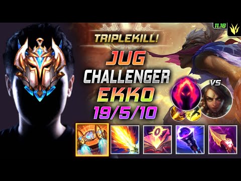 Challenger Ekko Jungle vs Nidalee - 챌린저 정글 에코 템트리 룬 벨트 수확 エコー Экко 时间刺客 艾克 - LOL KR 11.16