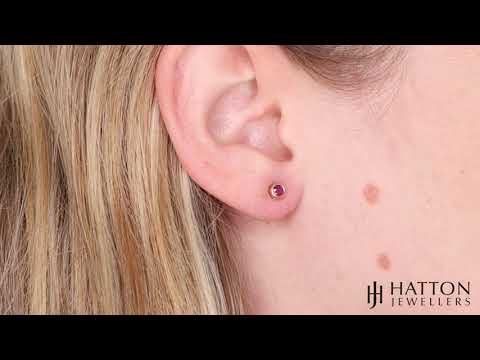 9ct Yellow Gold Ruby Rubover Stud Earrings - 4mm