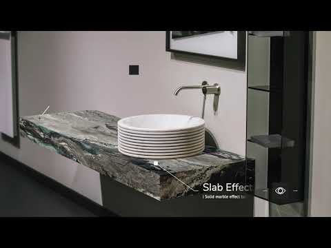 washbasin table top - marble effect grey green - overview