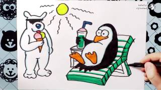 Rysowanie flamastrami [7] - pingwin i miś polarny