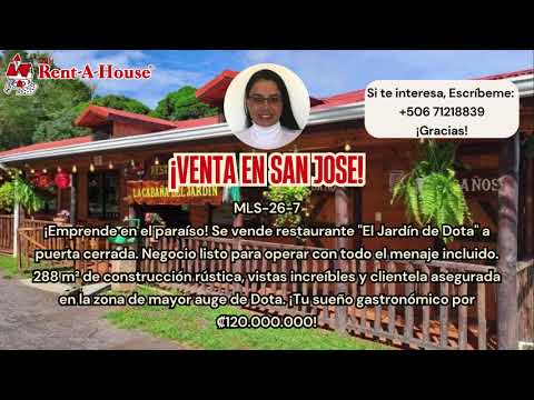 Se Vende Restaurante en "El Jardín de Dota" en San Jose