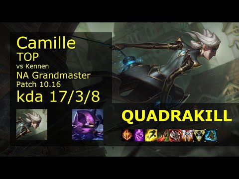 Camille vs Kennen Top - NA Grandmaster 17/3/8 Patch 10.16 Gameplay