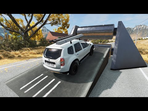 BeamNG Drive - Dacia Duster vs Large roller crash test #Shorts