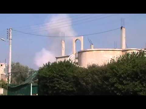 القصف على بلدة خربة غزالة أثناء أثناء التصدي للرتل الذي يحاول فتح الإستراد الدولي