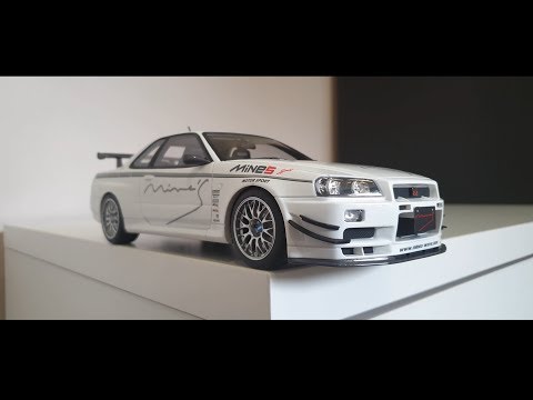 Overview of R34 GTR Mines 1/18 Model - Otto Models Limited Edition Cars