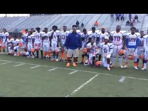 Nottingham High School football players kneel during national anthem vs. Proctor
