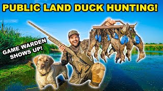 Duck Hunting PUBLIC LAND on OPENING DAY!!! (Game Warden Showed Up...) - Catch Clean Cook