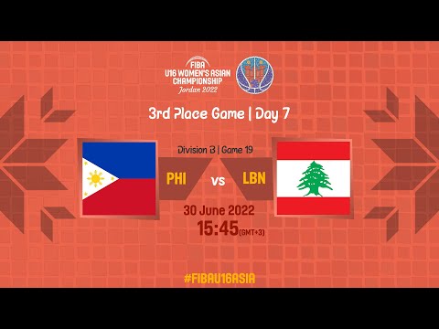 Philippines v Lebanon | Full Basketball Game | FIBA U16 Women's Asian Championship 2022 | Division B
