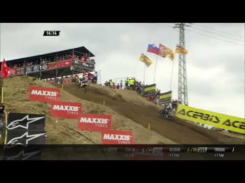 Adam Sterry vs Ikea Larranaga battle - MX2 Race 1 - MXGP of Czech Republic 2019