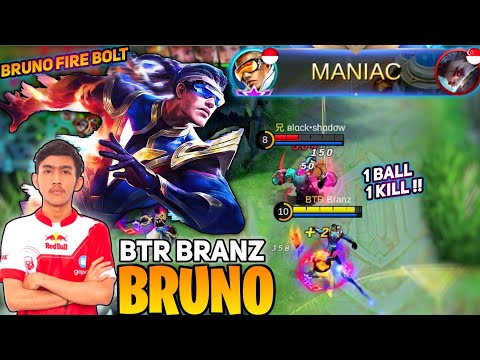 Bruno Perfect Maniac Aggresssive Gameplay | By BTR Branz - Mobile Legends