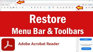 How to Restore Menu Bar in Adobe Reader | Adobe Reader Tools Menu Missing | PDF Toolbar Missing