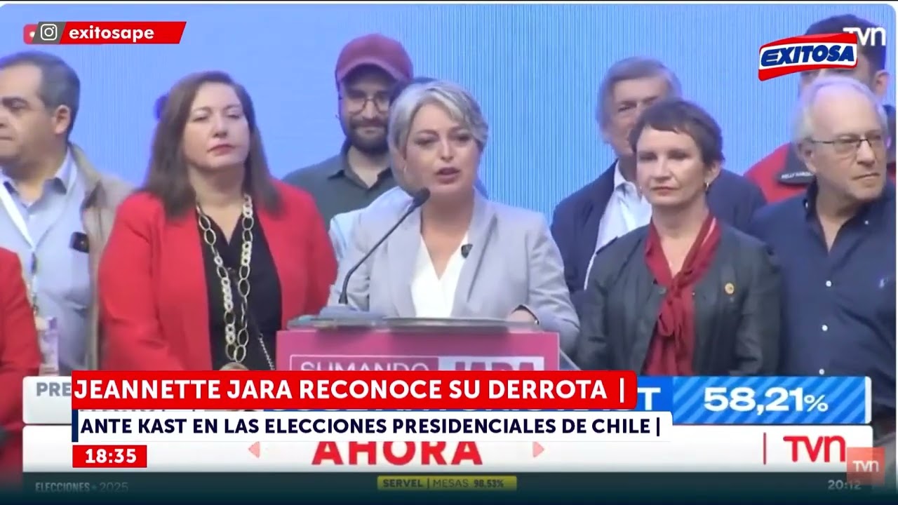 🔴🔵 Jeannette Jara reconoce su derrota ante Kast en las elecciones presidenciales de Chile