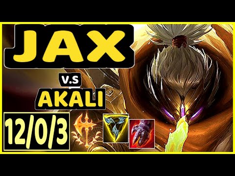 JAX vs AKALI - 12/0/3 KDA TOP GAMEPLAY - EUW Ranked MASTER