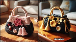 Crochet Ladies Hand Bag Design Model. Cute Ladies Hand Bag Design. #crochet #knitting #fashion #wool