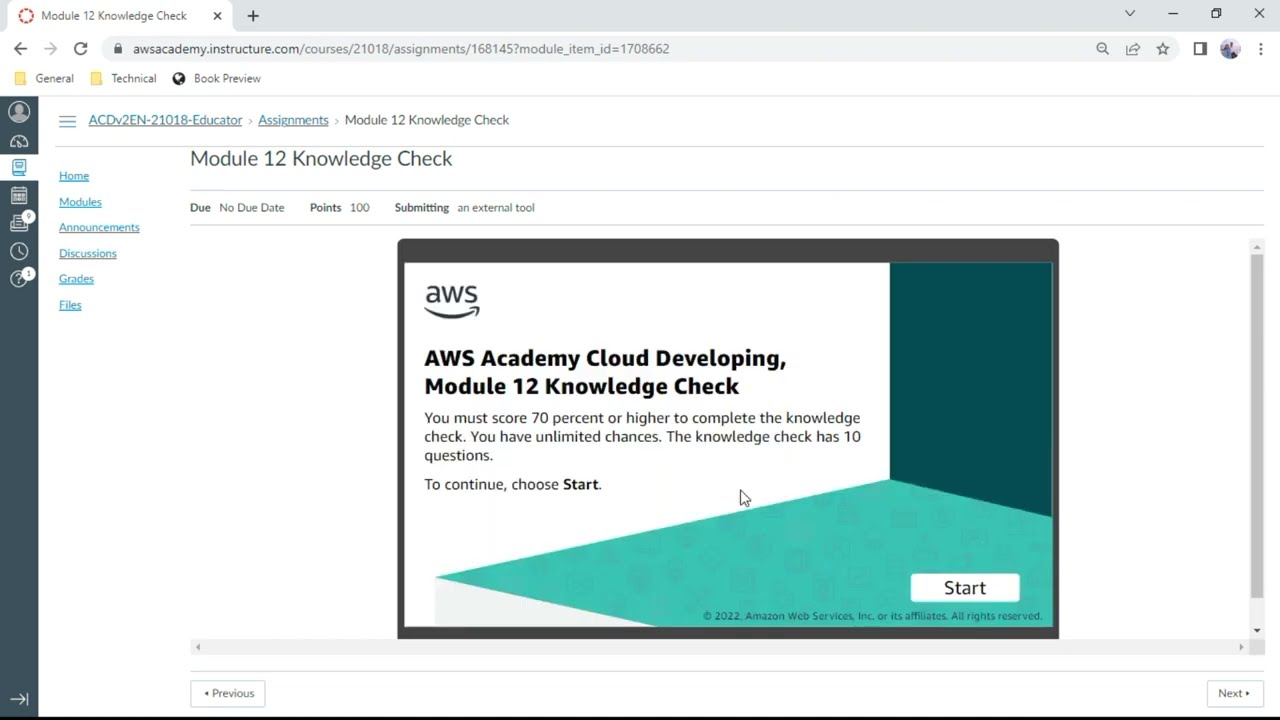 AWS Developing  Module 12 Knowledge Check - Anand K