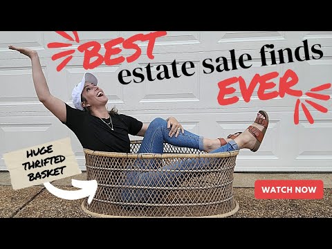 The best estate sale finds ever • thrifting vlog and haul • I thrifted the largest basket EVER