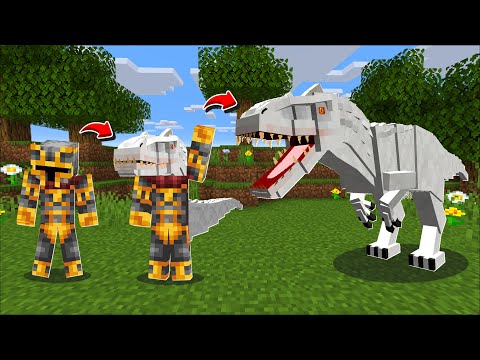 Minecraft MORPHING AS INDOMINUS REX FROM JURASSIC WORLD !! DINOSAUR MOD !! Minecraft Mods