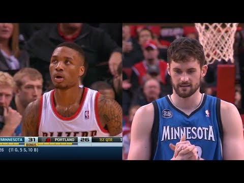 2014.02.23 - Damian Lillard vs Kevin Love Battle Highlights - Trail Blazers vs Timberwolves