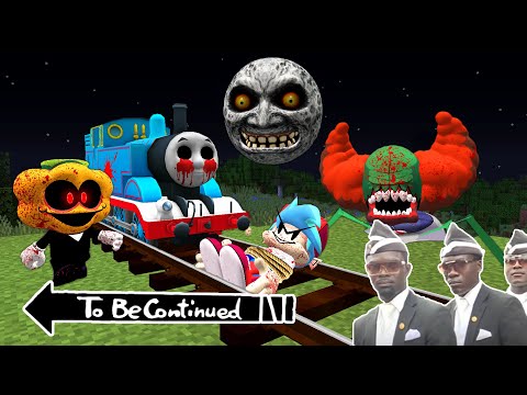 Thomas THE TANK ENGINE.EXE vs FNF TRICKY.EXE vs SCARY MOON in Minecraft - Coffin Meme Lunar Moon