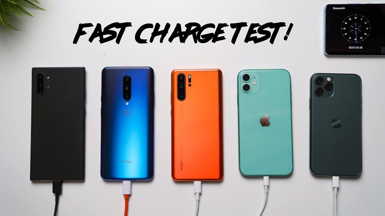 iPhone 11 vs iPhone 11 Pro vs Note 10+ vs P30 Pro vs OnePlus 7 Pro Charge Test!