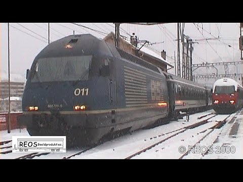 2000-02 [SDw] Bahnhof Brig in Winter; superb  classic BLS and SBB in AMAZING WINTER atmosphere!