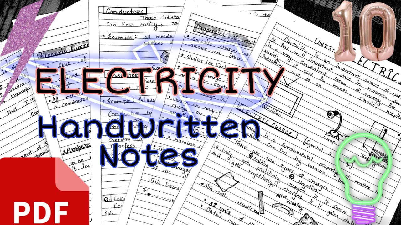 Electricity Handwritten Notes pdf class 10th Science Handwritten Notes Chapter-12 physics science