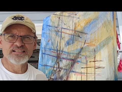 183b White Opaque On A Painting Of Ships.