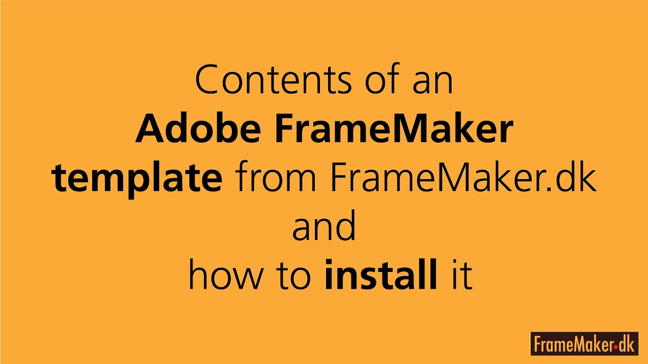 How to install a framemaker template