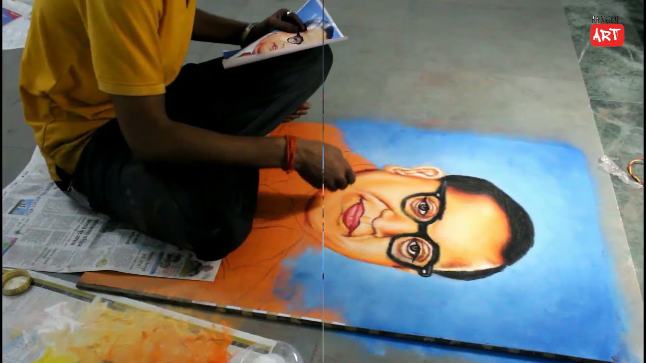 beautiful portrait rangoli dr ambedkar by roshan rangoli art