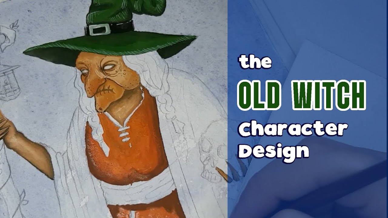 the old witch character🔮 | Gouache painting | Fantasy character design