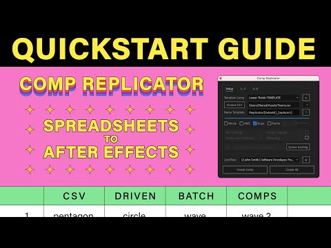 Comp Replicator Csv Driven Batch Comps Quickstart Guide Tutorial Spreadsheets To After Effects