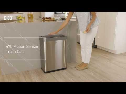 EKO Mirage-X 47 L / 12.4 Gal Touchless Rectangular Motion Sensor Trash Can with Removable Liner
