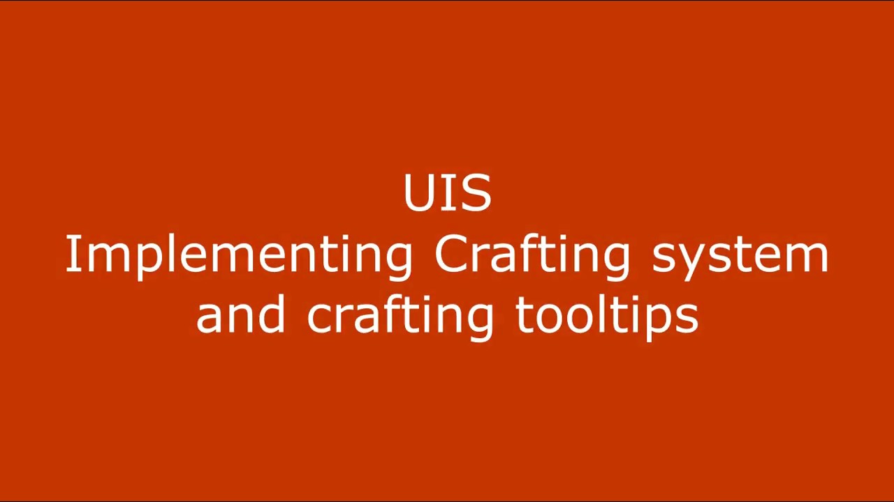Universal Inventory System : Implementing Crafting System