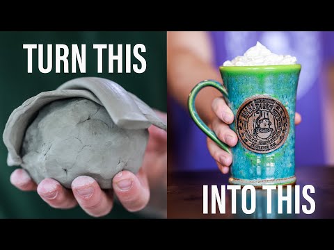 Throwing, Trimming, Firing , and Glazing; MUGS to use at a coffee shop THE ENTIRE POTTERY PROCESS