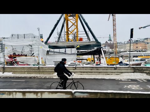 Passing Slussen building site on a city bus.