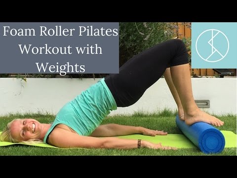 Foam Roller Pilates Workout with Hand Weights