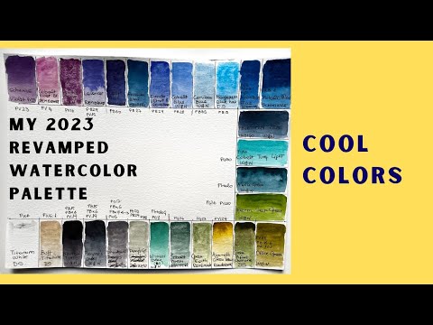 28 cool colors for my new 2023 watercolor palette. It was so difficult to choose! Let's swatch them!
