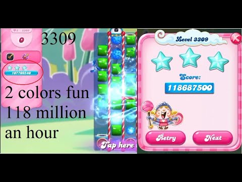 Candy Crush Saga Level #3309 new 2 colors fun 118 million broken super lucky 20211214 an hour!!!