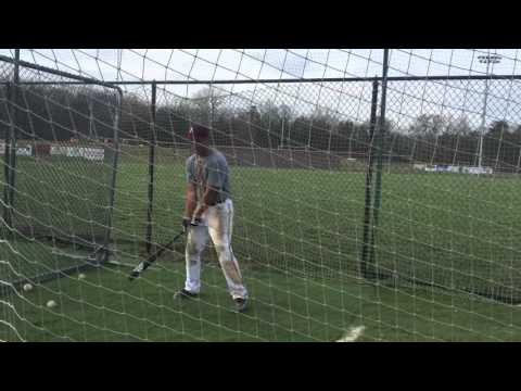Damon Edwards taking extra BP after practice on March 16, 2016.