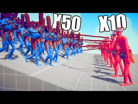 10x RANGED UNIT 🏹 Vs ⚔️ 50x MELEE UNIT TOURNAMENT / Totally Accurate Battle Simulator ( TABS )