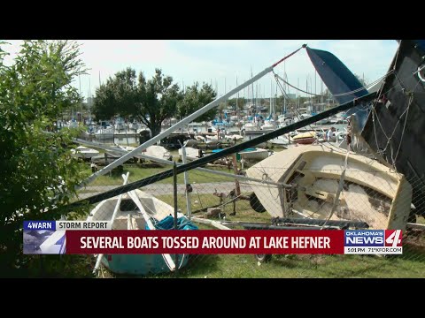 Extreme weather tosses around several boats at Lake Hefner