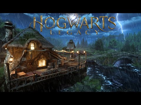 Stormy Night in Hogsmeade & All Hamlets (4K Cozy Rain & Thunder - Cinematic Tour)