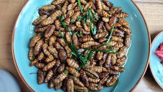 ベトナムの有名料理 ニョン(Nhộng)を作って食べています。昆虫食 【自宅で作るベトナム料理1】
