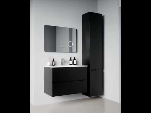 kielle Oudee - Mobiletto con lavabo, 60x55x46 cm, 2 cassetti, nero opaco 50002S64