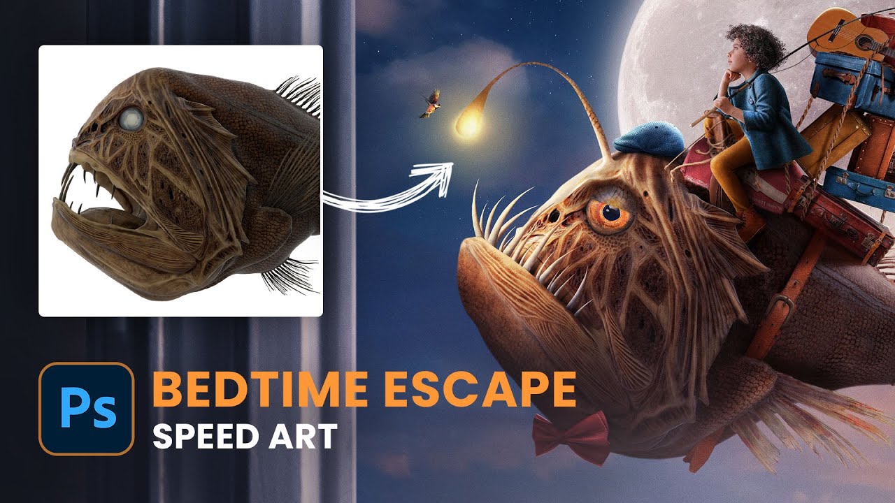 BUILDING A STORYBOOK CHARACTER with 3D Fangtooth Fish and PHOTOSHOP!